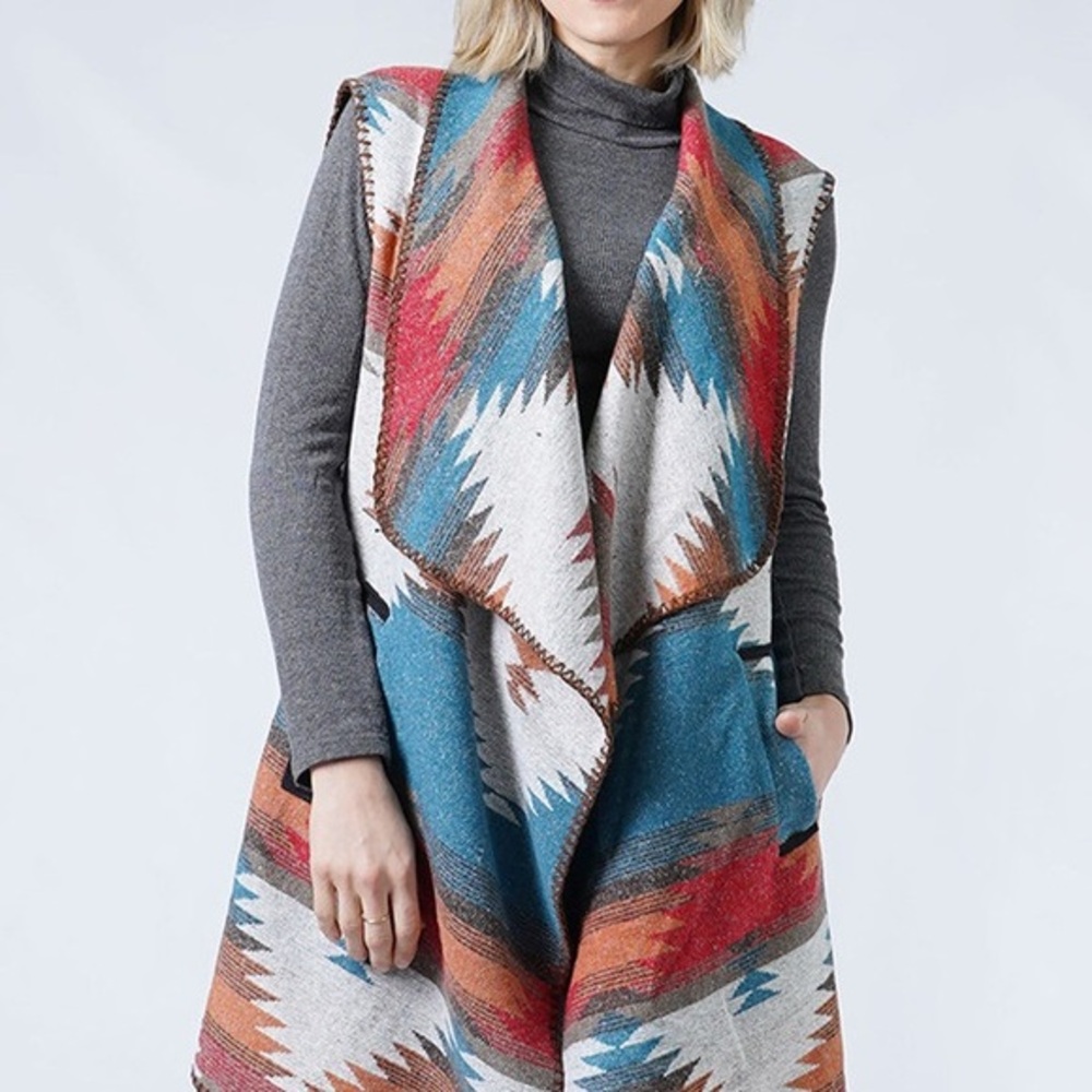 L.I.B New York Aztec Poncho Vest Western